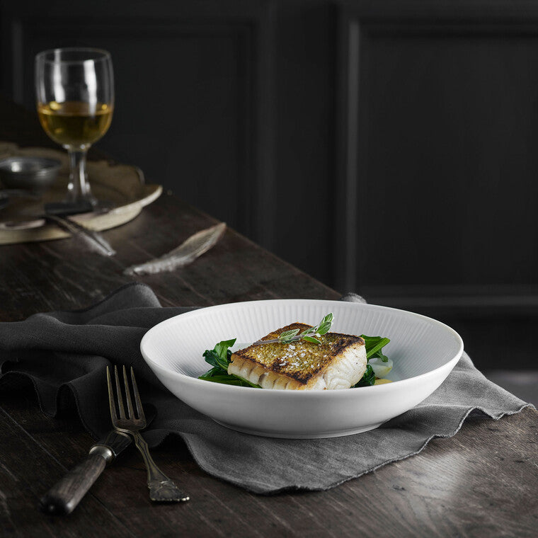 Plissé dyb tallerken Ø20 cm hvid